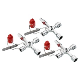 PATIKIL 4 Vías Transversal Llave Broca, 3 Paquete Zinc Aleación Multi-Funcional Universal Apertura Llave para Agua Gas Medidor Caja Fontaneros Electricidad Gabinete Válvula, Plateado