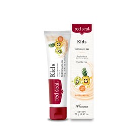 Red Seal Kids Toothpaste - Tutti Frutti Flavor, Fluoride Free, No Synthetic Colors, Paraben & SLS-Free, Vegan, Cruelty-Free, NATRUE Certified - Ideal for Parents Seeking Natural Oral Care, 2.47oz | RED SEAL