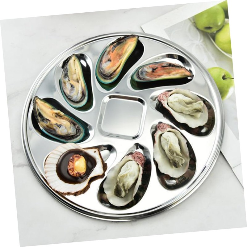 Ciieeo 1 Set Stainless Steel Oyster Storage Plate with Opening