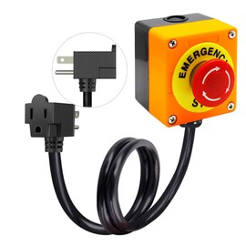 Emergency Stop Push Button Switch with 3.3-ft 14AWG Cable & Piggyback Plug, IP67 Waterproof Extension Cord with Inline Power Emergency Button Switch, AC/DC 10A-125V