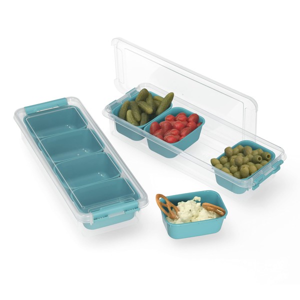 RoyalFay Snack Box with Compartments 2 Pieces Turquoise Snack Storage