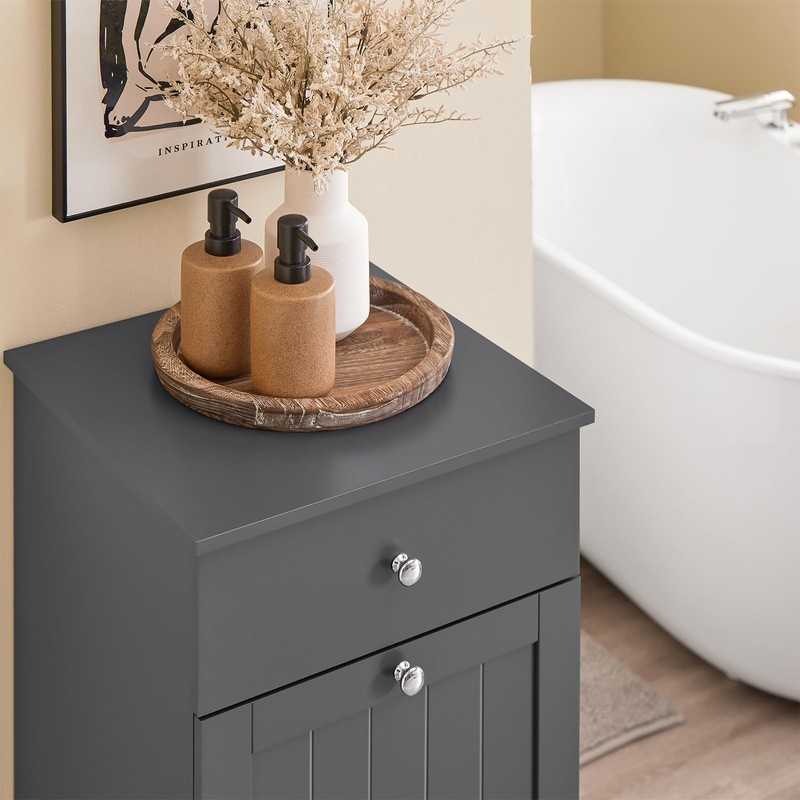 SoBuy Slim Short Laundry Cabinet with Hidden Hamper Bathroom Freestanding