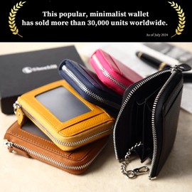 Shoebill Zippered Leather Wallet | Compact Coin & Card Holder with ID Window & Keychain – Secure & Stylish (Mustard)