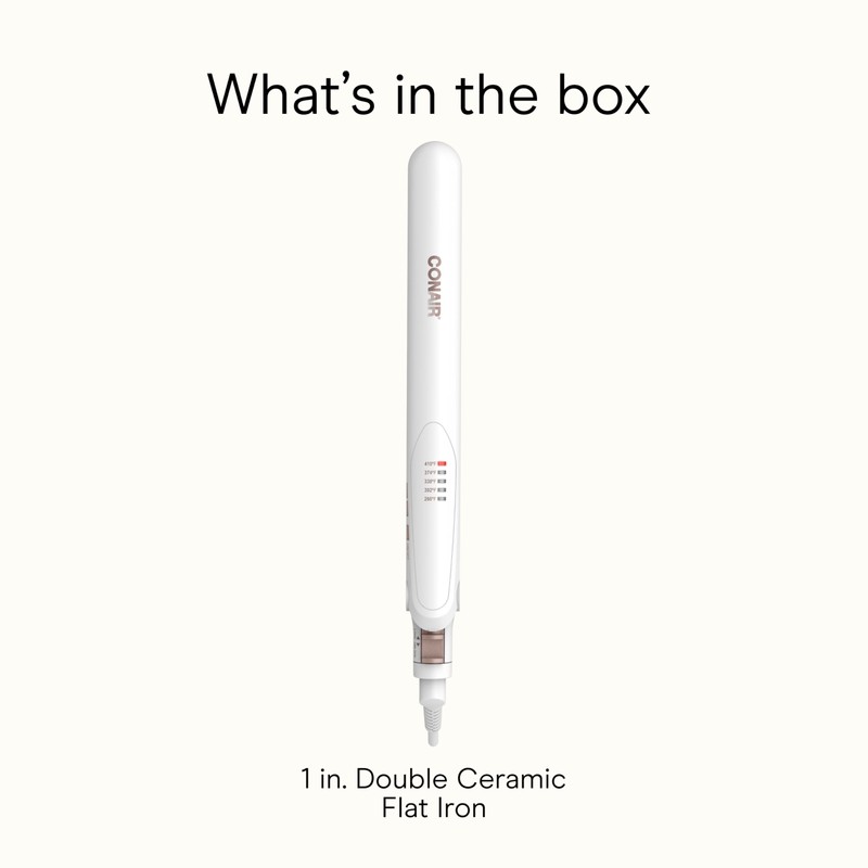 Conair Double Ceramic Flat Iron, 1-Inch Flat Iron Hair Straightener,