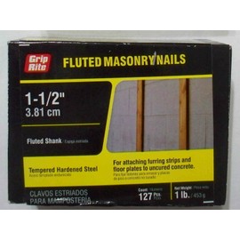 Grip-Rite Nails 1 lb 1-1/2" Tempered Hardened Steel - Fluted Masonry - Combo