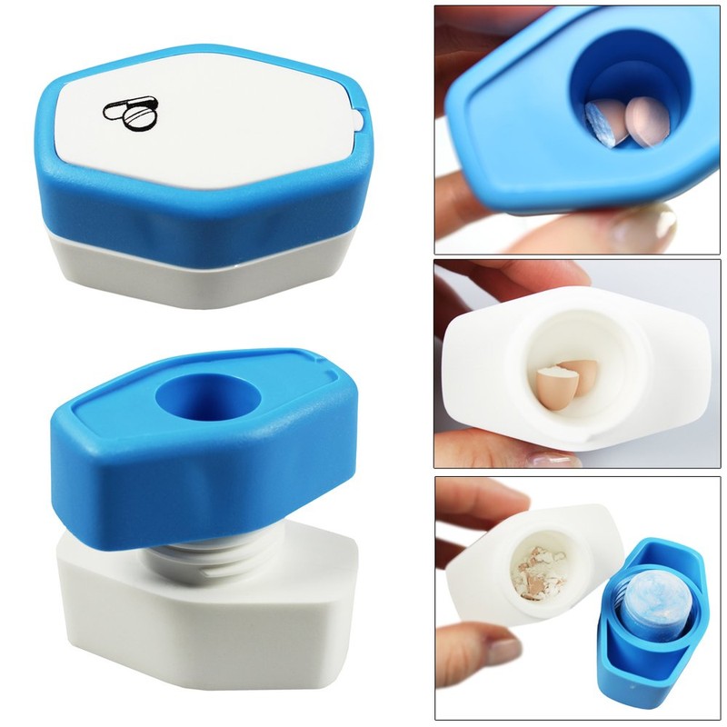 com-four® 4-Piece Tablet Accessory Set, Pill Box, Mortar for Crushing