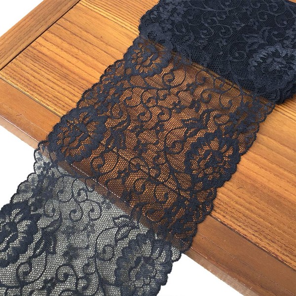 LUMKET 6 Inches Wide Stretchy Lace Ribbon Elastic Trim Fabric