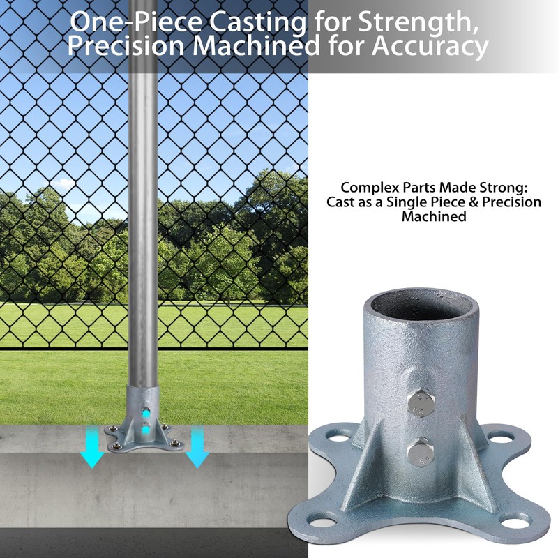 HOOBBS Chain Link Fence Post 2 1/2" Floor Flange, Pipe