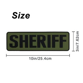 uuKen PVC Sheriff Patch OD Green 10×3 inches for Clothing Jackets Bags Backpacks with Hook Fastener Back(OD Green and Black,XL 10"×3")