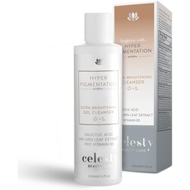 Gel Limpiador Facial Iluminador Celesty Beauty, Gel Limpiador Facial Con Vitamina C, Ácido Glicólico (Aha), Ácido Salicílico (Bha), Extracto De Hoja De Uva Ursi, Provitamina B5