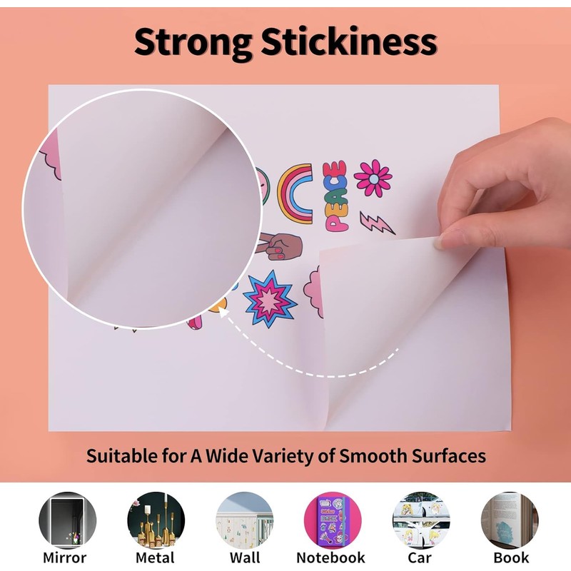 HTVRONT Glossy Printable Vinyl Sticker Paper 55 Pack 8.5" x