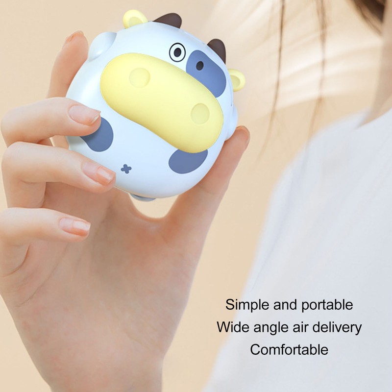Mini Hanging Neck Fan USB Rechargeable Bladeless Cartoon Cow Shape