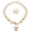Thkmeet Simple Elegant Faux Pearl Choker Pendant Necklace Earrings Set