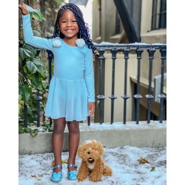 Stelle Ballet Leotards for Girls Long Sleeve Toddler Dance Leotard Outfits with Skirt Classic(Little/Big Kid) (Blue,6-7 Years)