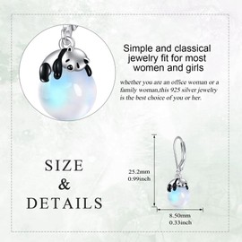 Panda Earrings For Women Moonstone Teardrop 925 Sterling Silver Jewelry Gifts for Girls