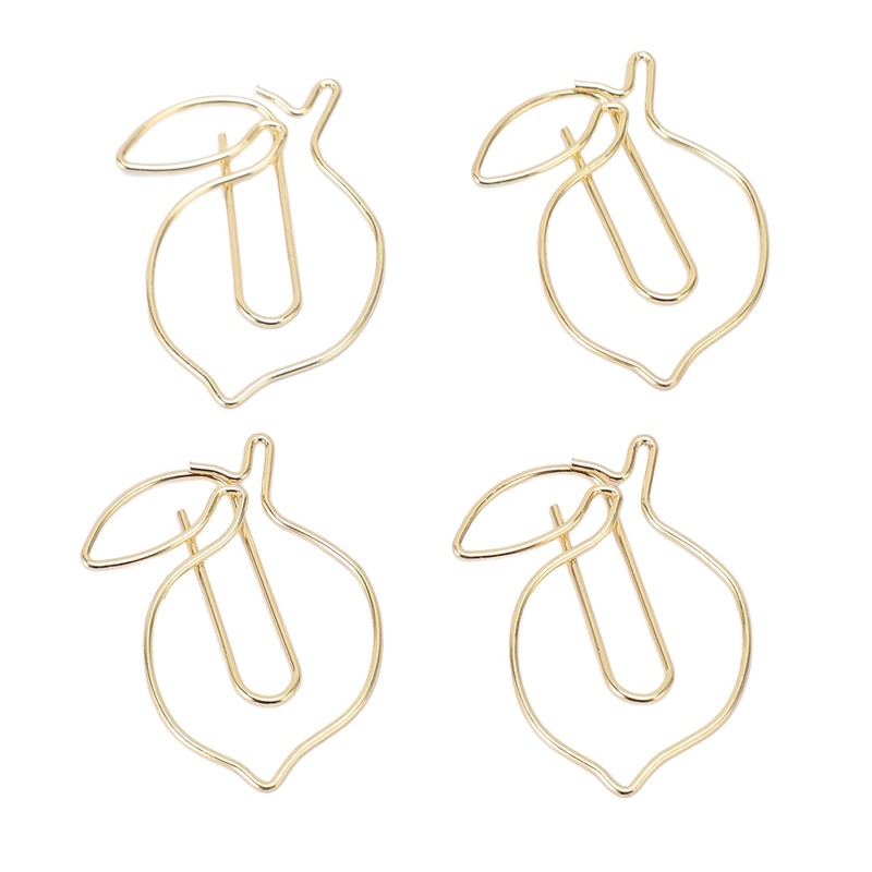 100 Pcs Paper Clip Gold Cute Lemon Shaped Bookmark Clips