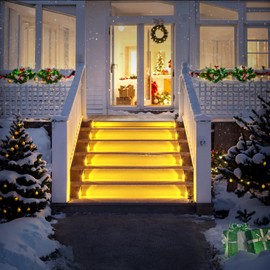 ROSHWEY Solar Stair Lights Outdoor Waterproof, 16 Pack Solar Step Lights for Outside, Triangle Solar Step Lights Stair Light Solar Powered for Deck Step, Front Porch, Backyard, Patio Decor, Warm White