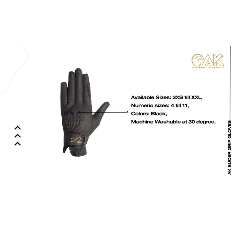 AK Horse Riding Gloves with Super Grip Unisex Equestrian Glove