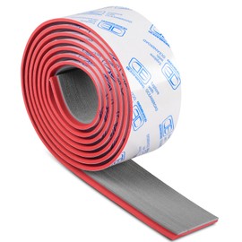 OCEANBROAD Boat Flooring EVA Foam Self-Adhesive 96''x2.4'' Faux Teak Marine Boat Decking Sheet for Jon Boats Yacht Floor, Gray with Red Seam Lines