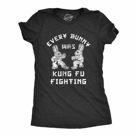 Funny Easter Bunny T-Shirt for Women – Every Bunny was Kung Fu Fighting Graphic Tee – Cute Spring Novelty Shirt for Easter