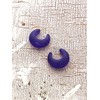 Cobalt Blue Hoop Earrings | vintage frosted lucite snail shell