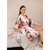 QXQTER Peony Floral Silky Satin Robe Wedding Bridal Party Bride