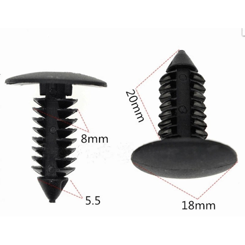 100X 8mm Bumper Clips Auto Car Hole Plastic Rivets Fastener
