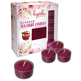 Hyoola Scented Tealight Candles - Clear Cup - Baked Apple Tealight Candles Scented - 6 Hour Burn Time - 15 Pack - European Made