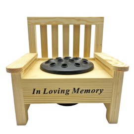 Memorial Wooden Bench with Flower Pot Grave Flower Vase Graveside Memorial with flower holder (In Loving Memory 4904)
