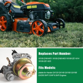 16100-ZH8-W61/W51 carburetor, suitable for Honda GX120 GX140 GX160 GX200-ALL-CARB 212cc small engine carburetor (5.5HP-6.5HP) - replacement kit with throttle rod, fuel line and gasket