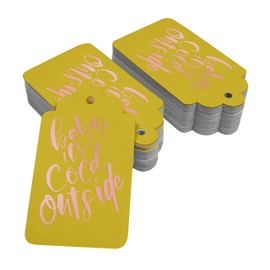 Inkdotpot Rose Gold Foil Paper Hang Tags Baby It's Cold Outside Baby Shower Favor Tags 100 Pieces