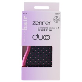 Zenner DUOO Brush - 2-in-1 Detangling Brush for Wet and Dry Hair - Reversible Design with Integrated Storage Compartment - Easy to Clean for Everyday and Travel