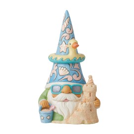 Enesco Jim Shore Heartwood Creek Four Seasons The Beach is Calling Coastal Gnome with Sandcastle Figurine, 6.34 Inches, Stone Resin