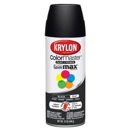 Krylon K05160202 ColorMaster Paint + Primer, Flat, Black, 12 oz.
