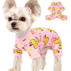 Dog Pajamas Summer Dog Clothes for Small Medium Dogs Boy Girl Dog Pjs Cute Doggie Onesie Breathable Puppy Clothes Soft Stretchy Cat Pet Outfit (Yellow, X-Large)