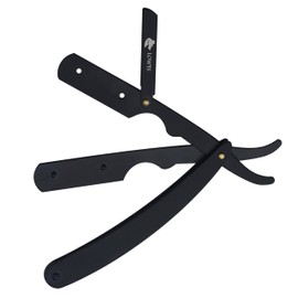 Lowts Professional Barber Straight Edge Razor, 100% Stainless Steel, Black