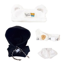 niannyyhouse Doll Clothes: 4 Pieces Set (Hat, Hoodie, Vest, Pants) for 10cm~15cm, 20cm and 40cm Plush Dolls, Child, Unisex, Fabric