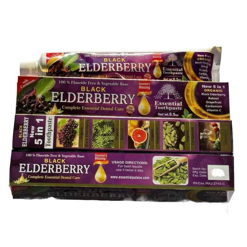 Essential Palace 6 Pk BLACK ELDERBERRY Toothpaste By Essential Palace
