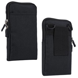 Cell Phone Waist Pouch Black Men, Cell Phone Shoulder Bag Men, Women Men Waterproof Vertical Cell Phone Belt Loop Holster Smartphone Shoulder Messenger Bag Zipper Crossbody Purse Sports Travel Handbag
