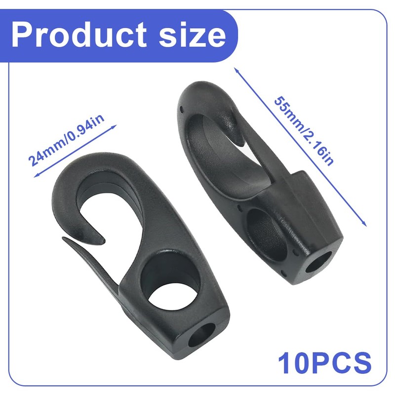 NOPKESV Pack of 10 nylon flagpole clips, carabiner hooks, flag