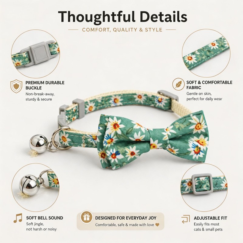 Cwyza 4 Pack Cat Bow Tie Collars with Bell, Adjustable