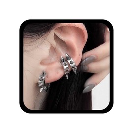 Allereya Punk Spike Huggie Hoop Ohrringe Spiked Hoop Ohrringe Silber Spike Ohrringe Gothic Dorn Ohrringe Spike Huggie Ohrringe Schmuck Für Frauen