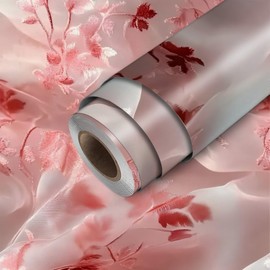 HOMETITUTE Pink Silk Wallpaper Peel and Stick Cherry Blossom Contact Paper Wall Paper Stick 17.7" x 118.1" Self Adhesive Vinyl Wall Covering for Bedroom Vanity Accent Decor