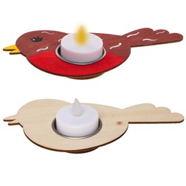 Baker Ross AX348 Bird Wooden Tealight Holders - Pack of 4, Great to Decorate and Display Inside or Outside, Ideal Kids Arts and Crafts Project