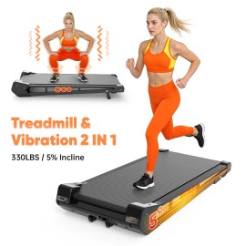 AKLUER 2-in-1 Compact Walking Pad Treadmill Vibration Plate Manual Incline Brushless Motor Convenient  Walking Treadmillcolor: Black
