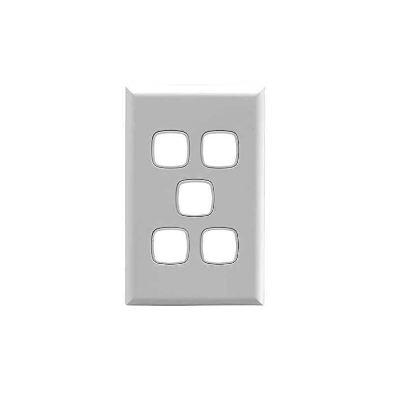 HPM Excel 5 Gang Light Switch Cover Plate, White