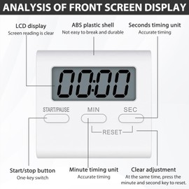 2 PCS Kitchen Timers for Cooking Digital Kitchen Timer Cooking Timers for Kitchen with Alarm for Kitchen Cooking Baking Sports Games Back with Plastic Magnetic Heel Stand