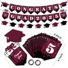 Burgundy Graduation Decorations, 2025 Congrats Maroon Banner Burgundy Black Silver