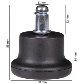 Amstyle 5er Set Design Plastic glides/gliders for office chair round black 11 mm