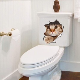 Funny Cat Dog Toilet Seat Cover Lid Sticker Bathroom Wall Art Decoration Decal Bathroom Wall Decal